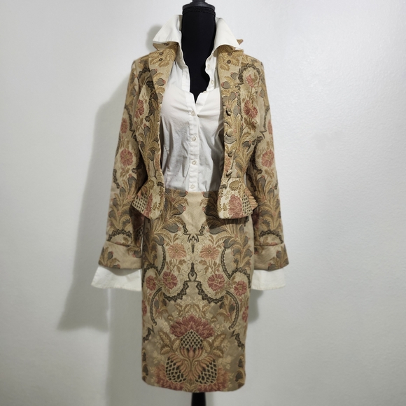 Emmanuel Ungaro Dior Reminiscent Luxury Brocade Peplum Suit Yves $t Lauren - Picture 6 of 16